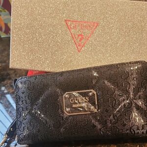 Guess Shimmering Black Women's Wallet New In Box